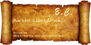 Bartko Cipriána névjegykártya