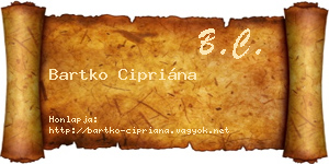 Bartko Cipriána névjegykártya
